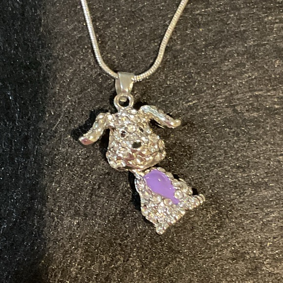 Silver and Purple Dog Pendant Necklace - Picture 4 of 12